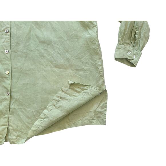 August Max Woman Light Green Linen Long Sleeve Button Down Shirt,Size 1X - Picture 5 of 11